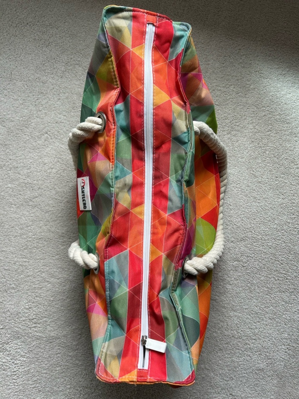 Large Colorful Geometric Rope-Handle Tote for Beach/Pool - Picture 10 of 16